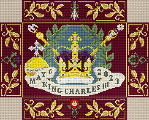 King Charles III Church kneeler on Red with Blue Middle  By Jacksons