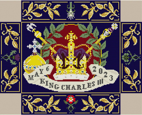 King Charles III Church kneeler on Blue Light Red Middle  By Jacksons