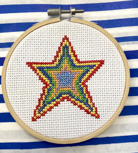 Star Counted Cross Stitch Box Kit with Hoop By Emma Louise