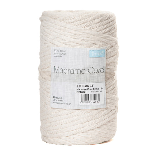 Macramé Cord: Cotton: 75m x 5mm: 0.5kg: Natural