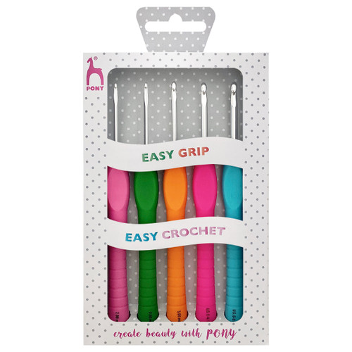 Crochet Hook Set: Easy Grip: Polka Dot: Set of 5: Assorted Sizes