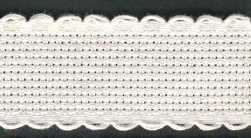 1 Metre of Aida Band Fabric 2.5cm Wide 14 Count White with White Edge