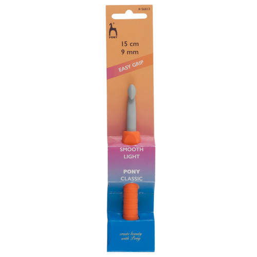 Crochet Hook: Plastic: Easy Grip Handle with Finger Flat: 15cm x 9.00mm by Pony