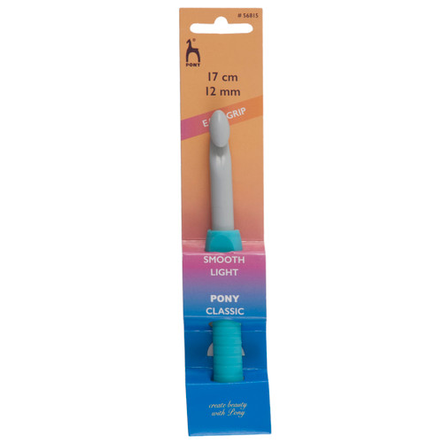 Crochet Hook: Plastic: Easy Grip Handle with Finger Flat: 17cm x 12.00mm by Pony
