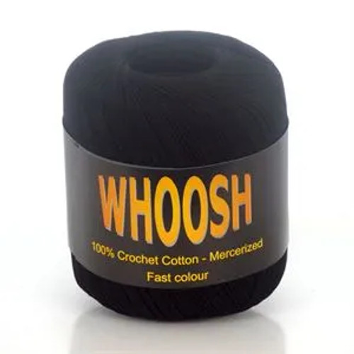 Black 100% Cotton Crochet Yarn 60g by Whoosh