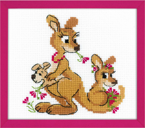 Kangaroo Family Counted Cross Stitch Kit By Riolis