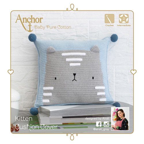 Crochet Kit: Cushion Cover: Baby Pure Cotton: Kitten by Anchor