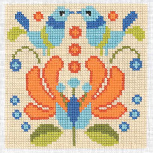 Blossom and Bird Tile Cross Stitch Kit by CWOC