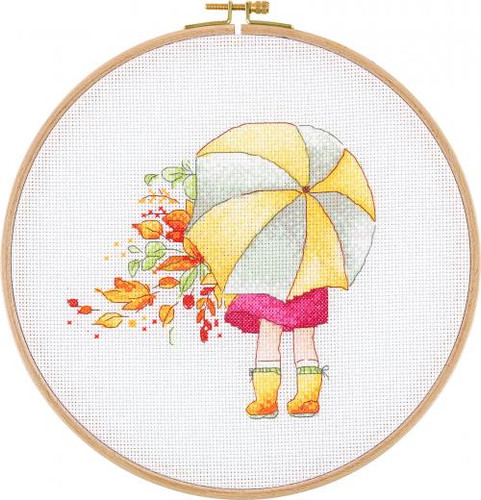 Girl With Umbrella Cross Stitch Kit By CWOC