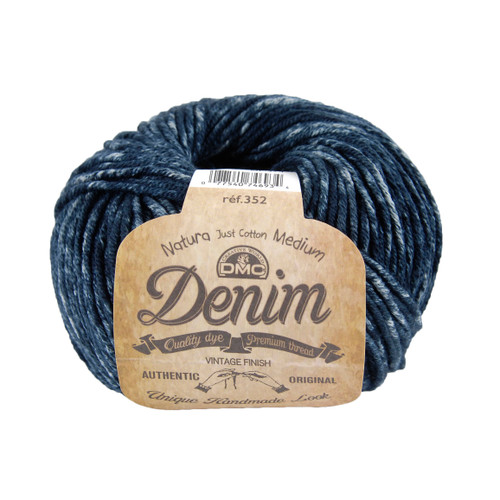 DMC Natura Denim Cotton Crochet Yarn  Stone Washed Blue