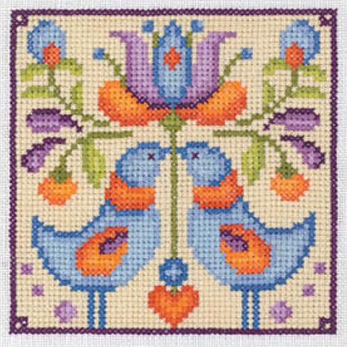Love Bird Tile Cross stitch Kit By CWOC