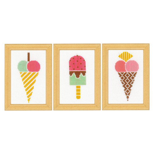 Ice Creams: Set of 3 Counted Cross Stitch Kit By Vervaco