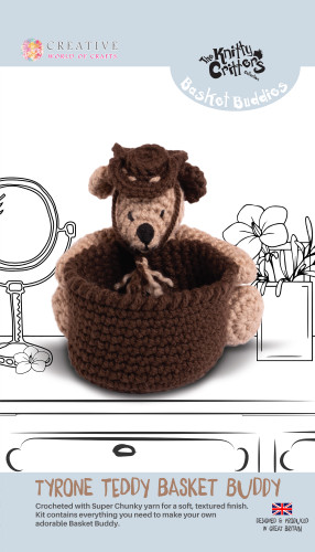 Tyrone Teddy Basket Buddy Crochet Kit by Knitty Critters