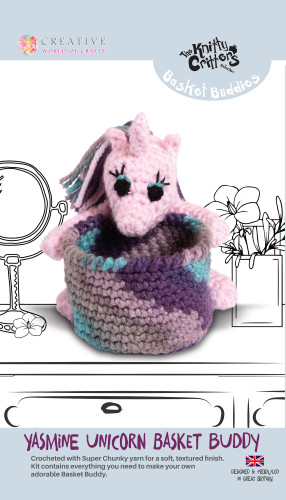 Yasmine Unicorn Basket Buddy Crochet Kit by Knitty Critters