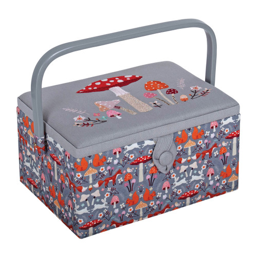 Sewing Box (M): Embroidered Lid: Woodland Toadstool