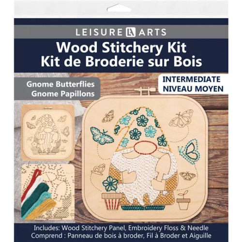 Gnome Butterflies Wood Stitchery Shapes Kit By Leisure Arts