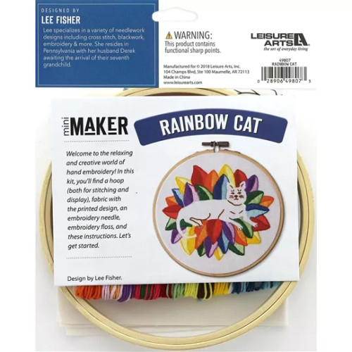 Rainbow Cat Freestyle Embroidery Kit By Leisure Arts