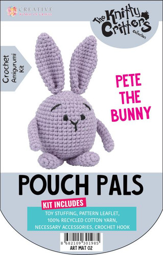 Pouch Pal – Pete The Bunny  Crochet Kit by Knitty Critters