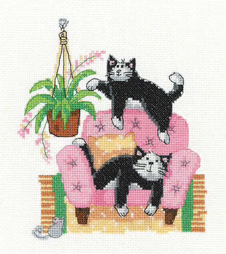 Playful Cats Cross Stitch Kit by Karen Carter