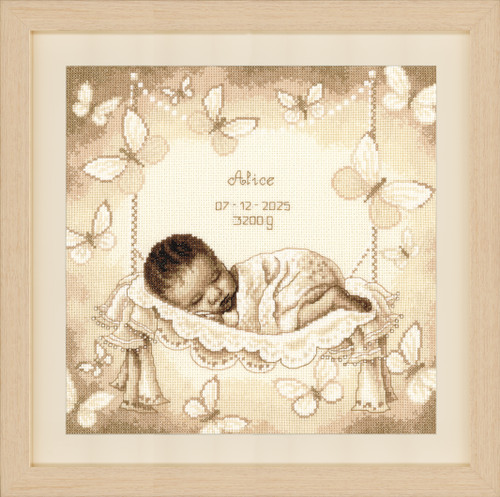 Butterfly Baby in Hammock Cross Stitch Kit by Vervaco