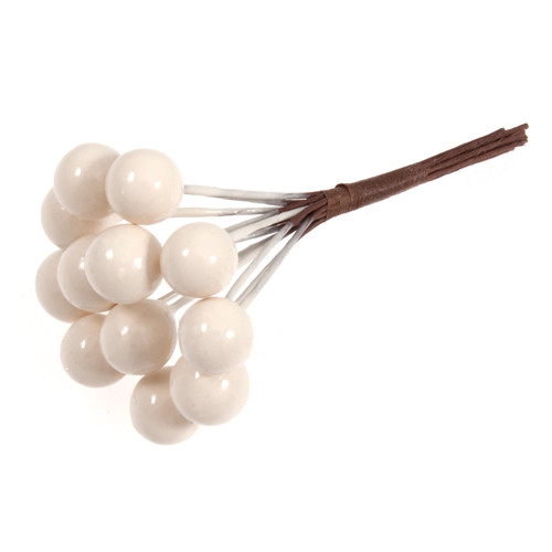 Berries: Small 10mm: 1 Bunch of 12 Stems: White