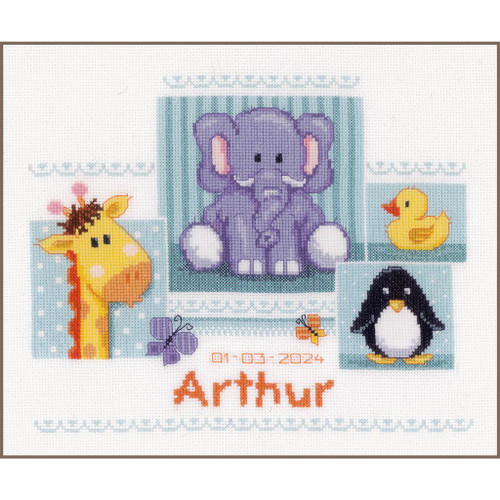 Baby Animals Birth Sampler Counted Cross Stitch Kit by Vervaco