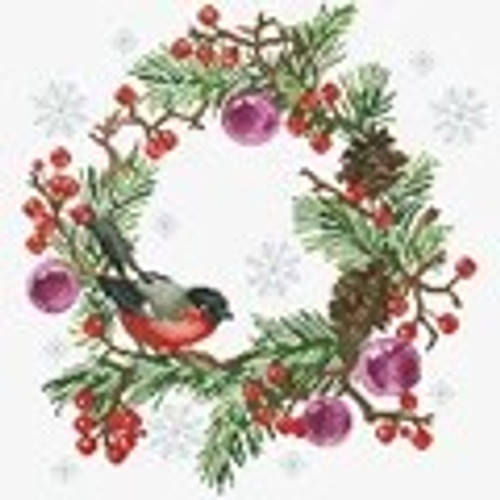 Winter Wreath No Count Cross Stitch Kit by Needleart World