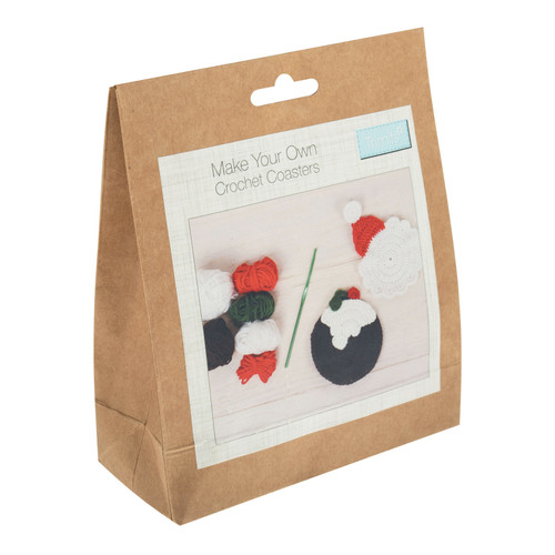 Make-Your-Own  Christmas Crochet Coasters kit (2 pack) by Trimits