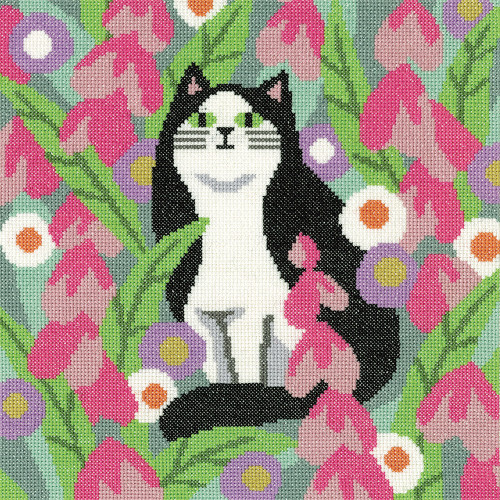 Black and White Cat Cross Stitch Kit by Karen Carter