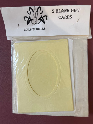 2 Yellow Oval Aperture Cards with Envelopes insert 7.5cm x 5cm