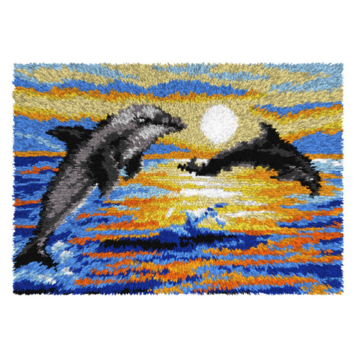 Dolphins Latch Hook Rug Kit by Orchidea