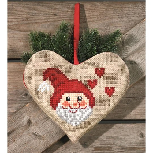 Santa Claus Heart Bag Christmas Cross Stitch Kit By Permin