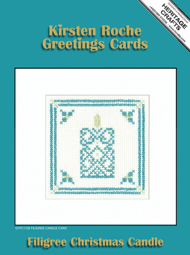 Teal Filigree Candle Counted Cross Stitch Card Kit by Heritage Crafts