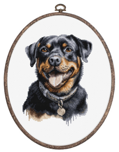 Rottweiler Cross Stitch Kit with hoop By Luca S