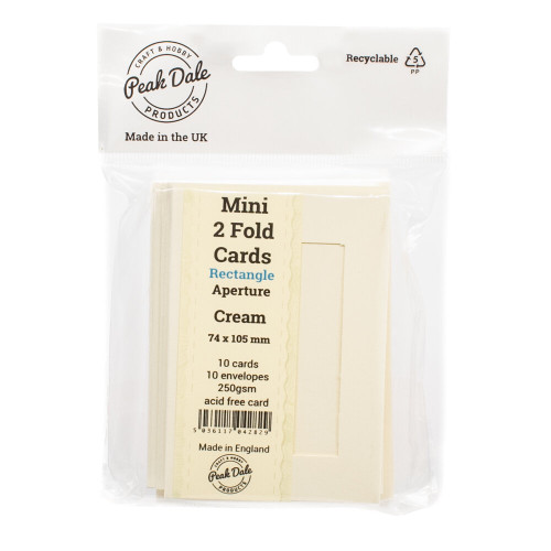 10 Mini Cream Rectangle Aperture Cards and Envelopes Aperture Size 73mm x 43mm
