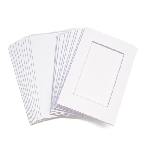 10 Mini White Rectangle Aperture Cards and Envelopes Aperture Size 73mm x 43mm