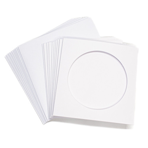 10 Small Square Round White Cards with Apertures - Aperture Size Aperture size: 89mm