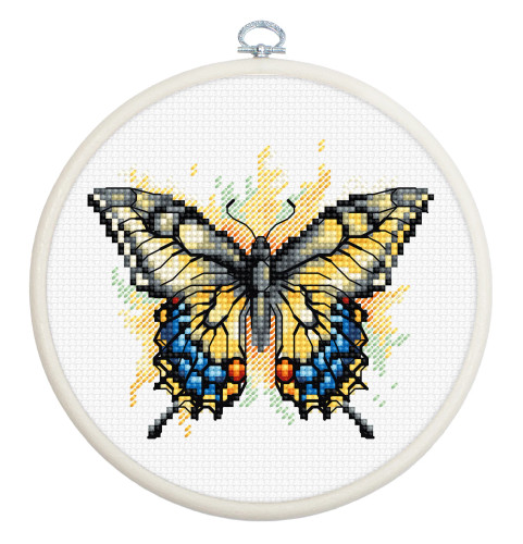 Swallowtail Butterfly Cross Stitch Kit with Hoop By Luca S