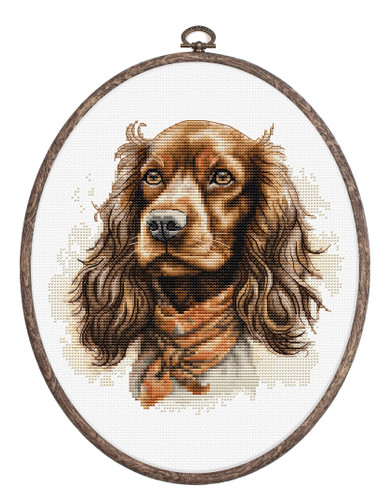 The Cocker Spaniel Cross Stitch Kit with hoop by Luca S