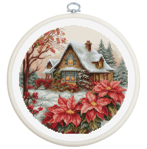 Little House in The Forest Cross Stitch Kit with Hoop By Luca S