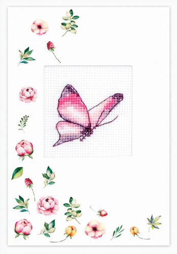 Purple Butterfly Cross Stitch Post Card Kit by Luca-S