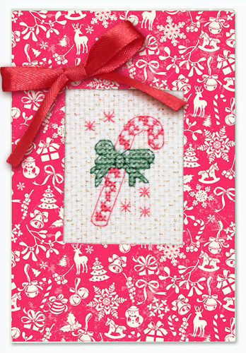 Candy Cane Cross Stitch Post Card Kit by Luca-S