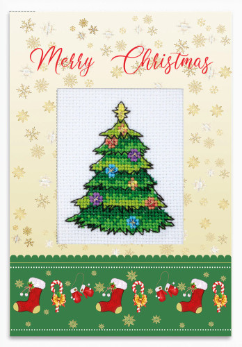 Merry Christmas Cross Stitch Post Card Kit by Luca-S