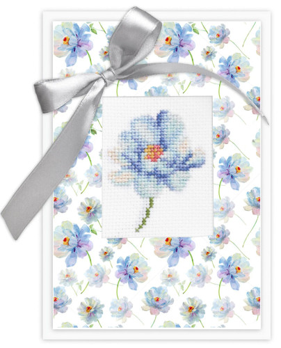 Blue Flower Counted Cross Stitch Post Card Kit by Luca-S
