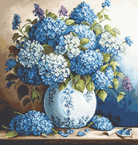 Vase with Hydrangeas Cross stitch Kit by Luca S