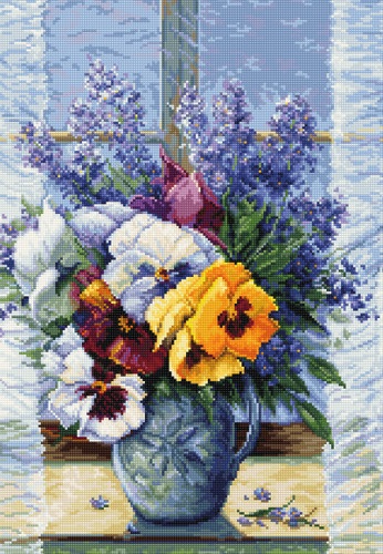 Bouquet with Pansies Cross stitch Kit by Luca S