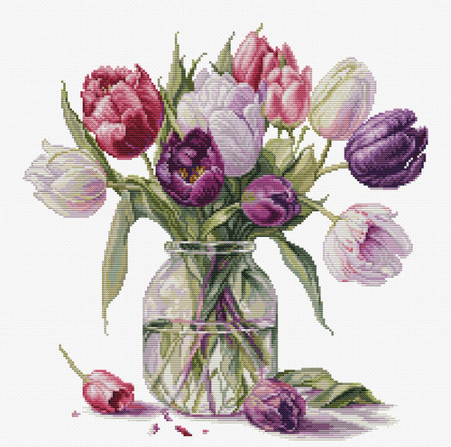 Bouquet of Tulips Cross stitch Kit by Luca S