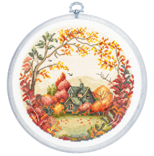 The Autumn Cross Stitch Kit with Hoop by Luca-S