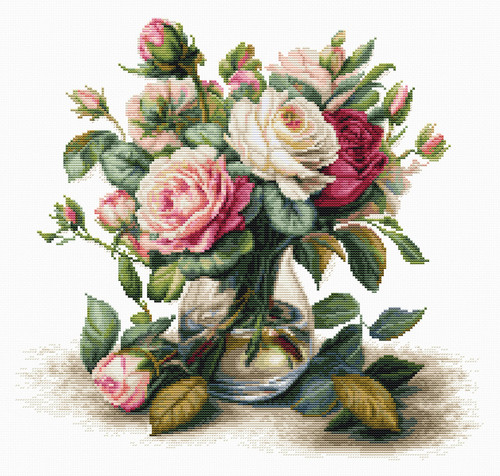 Vase with Roses Cross Stitch Kit by Luca S