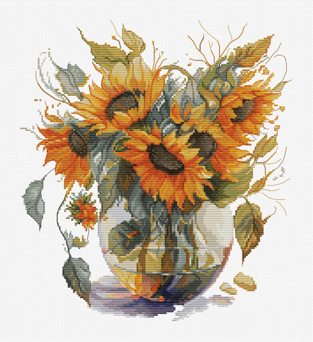 Vase with Sunflowers Cross Stitch Kit by Luca S